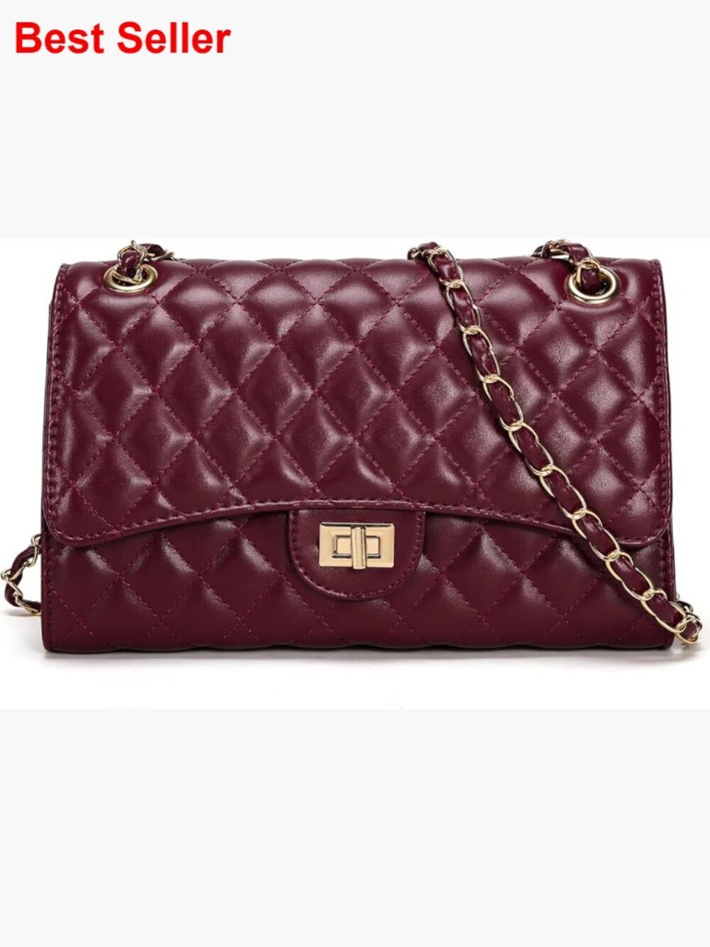 Quilted Crossbody Purse for Women Trendy Shoulder Bag with Chain Strap PU
